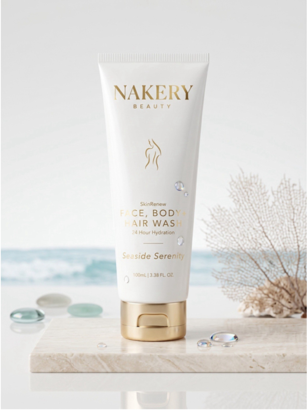 Nakery Beauty SkinRenew Face Body + Hair Wash Seaside Serenity 3.38 oz New